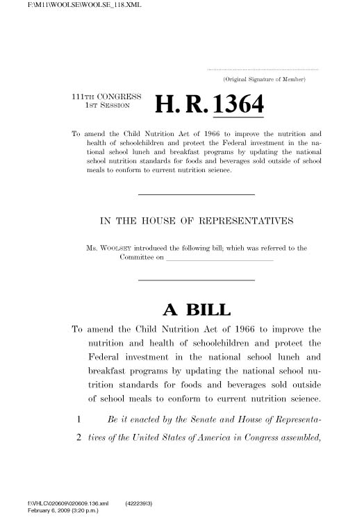Bill Cosponsors Improve School Foods Center For Science In The 